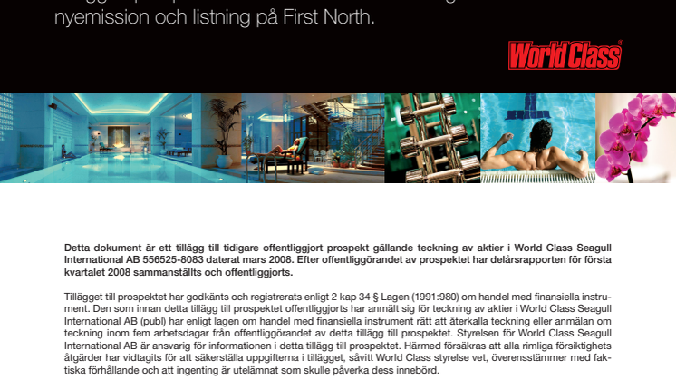 TILLÄGG TILL PROSPEKT 080418