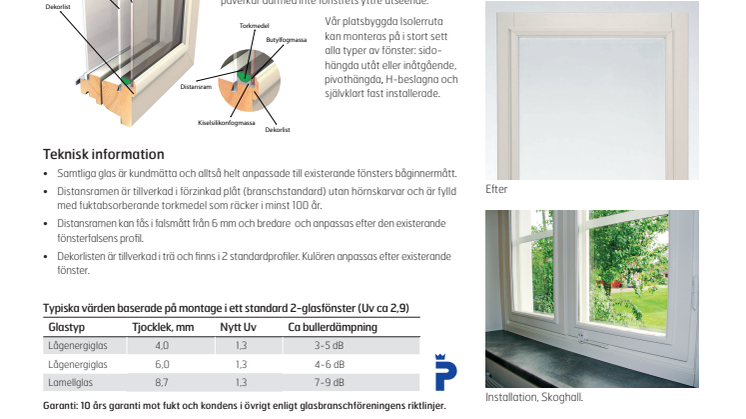 Produktblad Grundels platsbyggda isolerglas