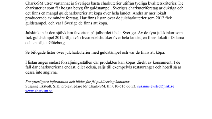 Sveriges bästa charkuterier på årets julbord