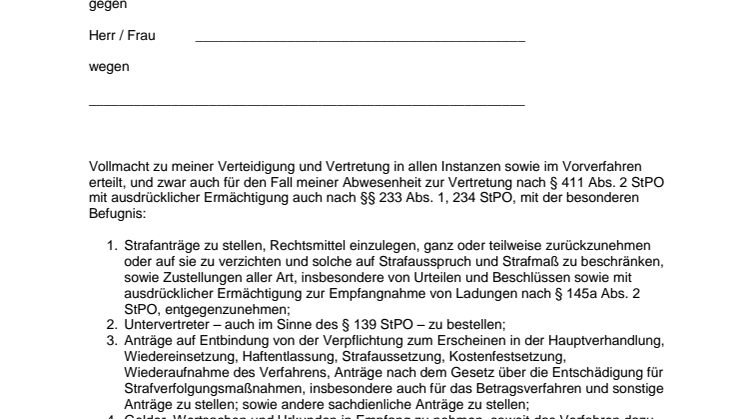 Strafprozessvollmacht