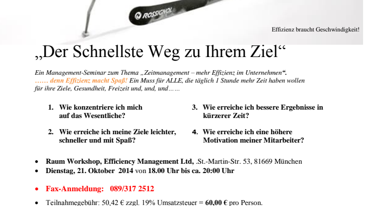ZEIT-Management-Seminar mit Marie-Luise Berrang, am Die. 21.10.14, 18 -20:00 Uhr in München, St. Martin-Str.53