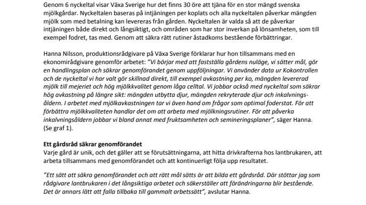 Potential att tjäna 30 öre mer per kg mjölk genom 6 enkla nyckeltal 