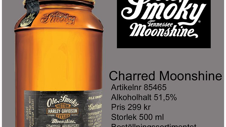 Ole Smoky Charred Moonshine i Systembolagets beställningssortiment.