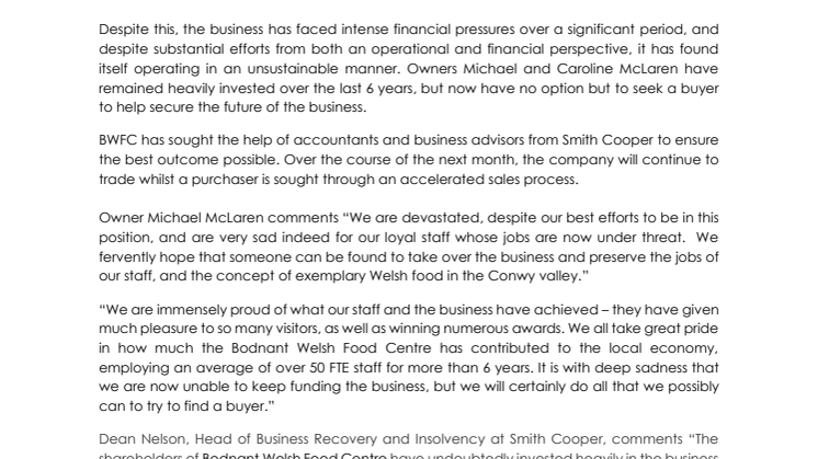 Multi-award-winning Welsh Food Centre seeking buyer