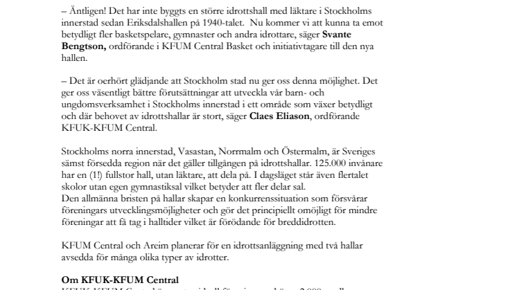 KFUK-KFUM Central bygger idrottshall vid Roslagstull