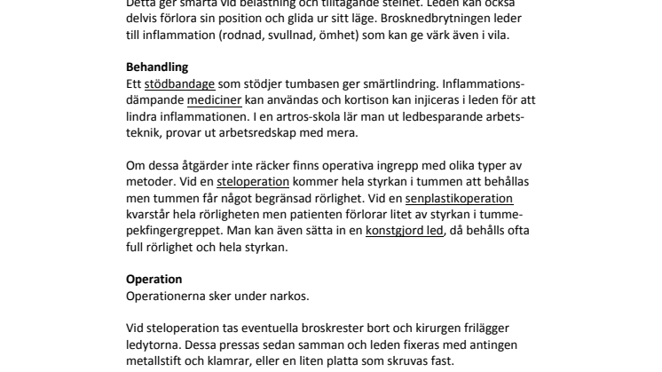 Tumbasartos – smärta från tumbasen vid belastning eller vila