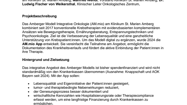 Zweiter Preis: Lebensqualität aktiv in die Hand nehmen: Die neue AM.mio APP – eine App für Patient:innen des Amberger Modells Integrative Onkologie 