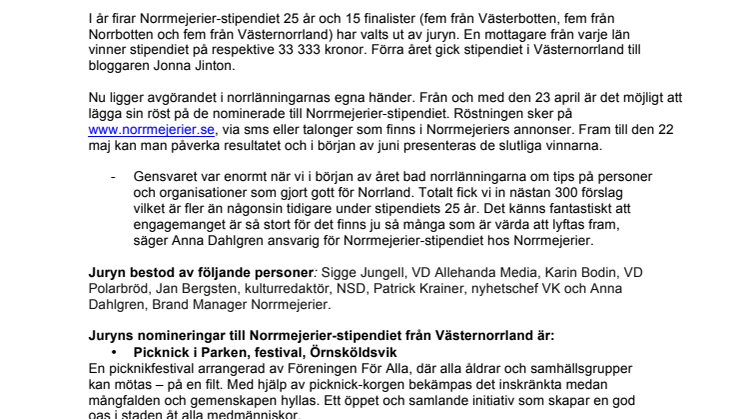 Vem vinner Norrmejerier-stipendiet 2012? Picknick i parken och Ulvö Hotell bland de nominerade