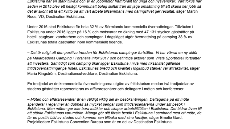 Besöksnäringen i Eskilstuna levererar rekordhöga nivåer i omsättning och jobbtillväxt