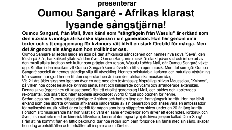 Oumou Sangaré - Afrikas klarast lysande sångstjärna! 