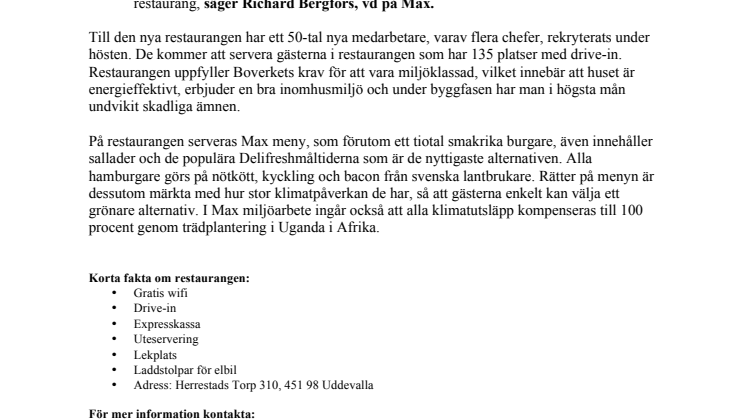 Max öppnar i Uddevalla