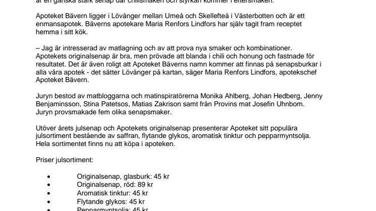 Med smak av chili i Apotekets julsenap