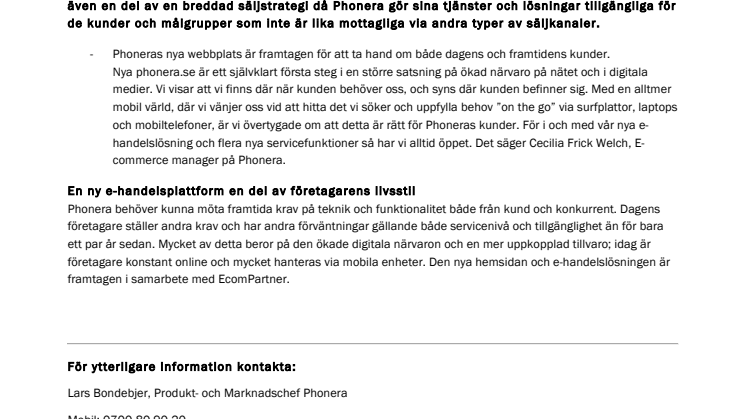 Utökad kundvård och smidig e-handel med ny hemsida 