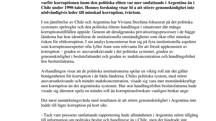 Genomskinlighet i politiken kan leda till ökad korruption