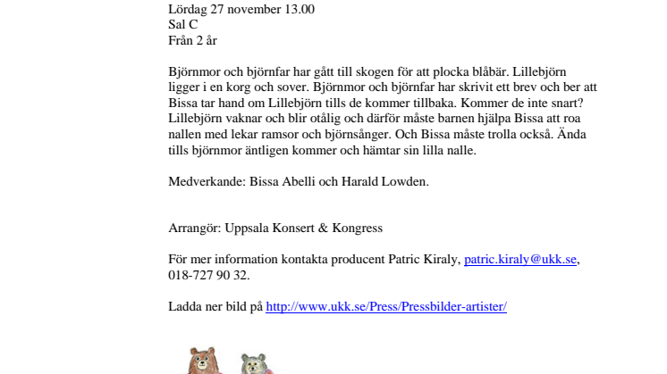 Barnföreställning – Lillebjörns äventyr 