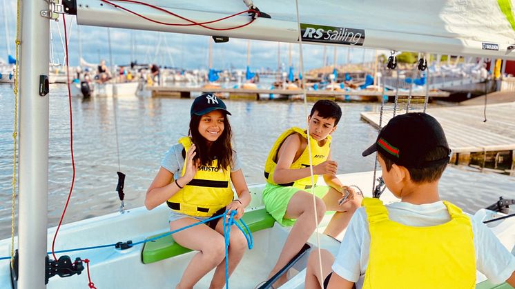 Hopefully, these three sailors will take up the interest in shipping and become future employees at the Port of Gothenburg. Photo: Cecilia Lööf, The Port of Gothenburg