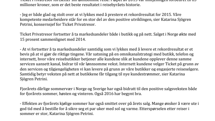 Rekordresultat for Ticket Privatresor 