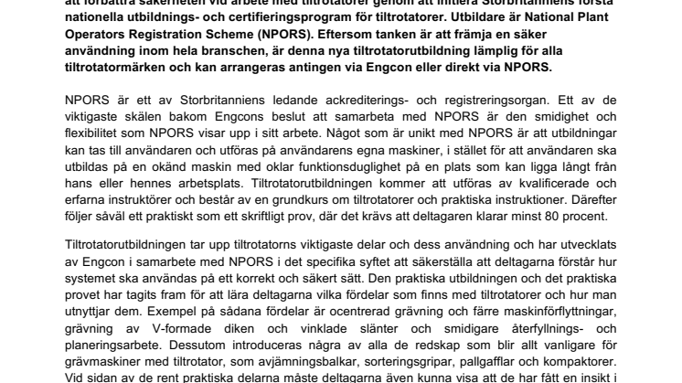 Säkerheten i fokus med nytt utbildnings- och certifieringsprogram för tiltrotatorer