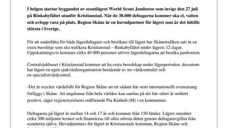 Nu startar byggandet av scoutlägret World Scout Jamboree i Kristianstad 