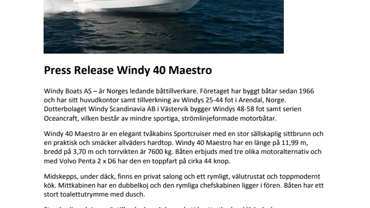 Windy 40 Maestro
