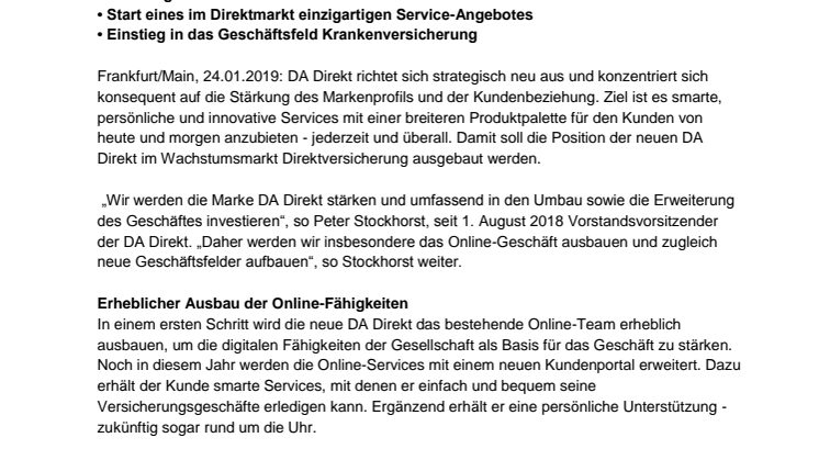 DA Direkt stellt Weichen für den Umbau und die Erweiterung des Geschäftes