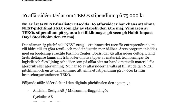 PM - 10 affärsidéer tävlar om TEKOs stipendium på 75 000 kr.pdf