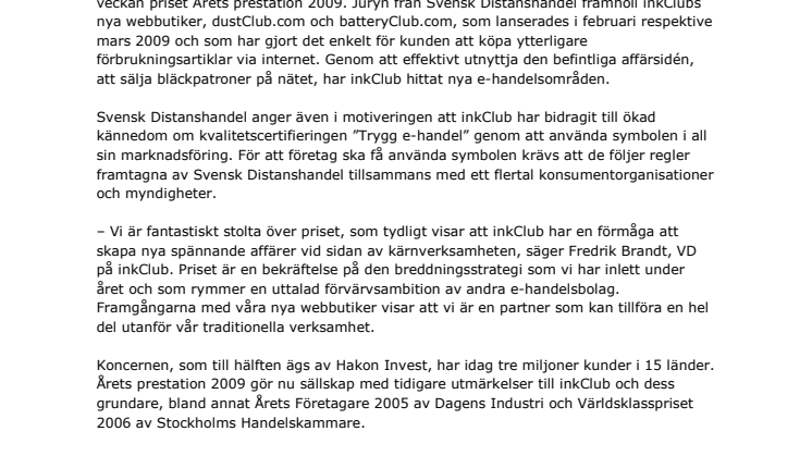 inkClub prisas på Distanshandelsdagen