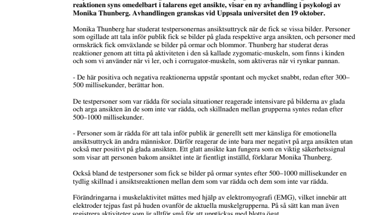Minen uttrycker våra känslor på en bråkdels sekund