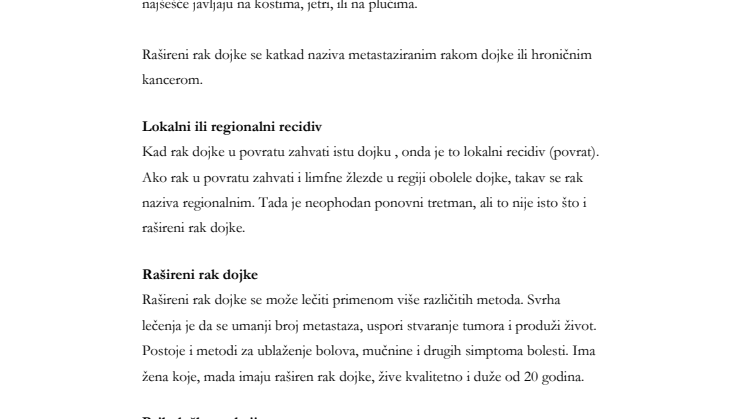 Rašireni kancer dojke sa metastazama – saveti pacijentkinjama i porodici – Fakta om spridd bröstcancer på bosniska, kroatiska, serbiska