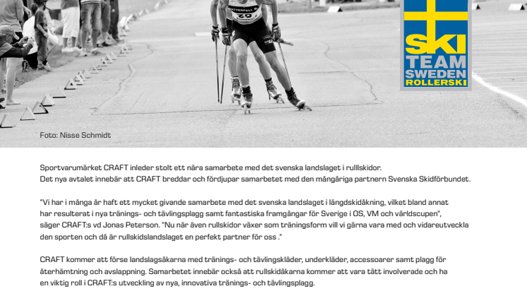 Craft samarbetar med rullskidslandslaget