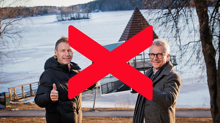 Nej, det blir inget vindkraftverk på Trallingen. Det hela var ett aprilskämt. Bildmontage: Linde energi