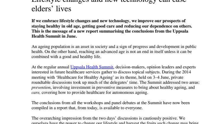 New report: Lifestyle changes and new technology can ease elders’ lives