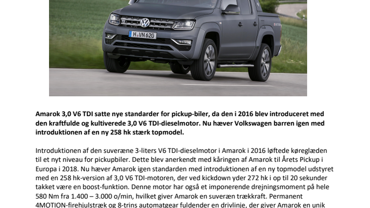 Ny 258 hk stærk Amarok topmodel