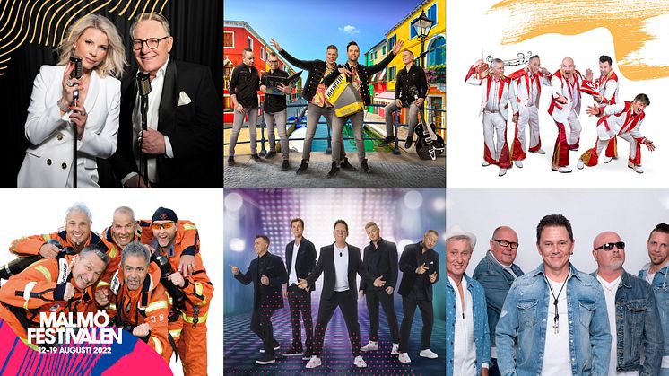 Canyons, Donnez, Larz-Kristerz, Brandsta City Släckers, Casanovas och Perikles är några av de band som är med i årets dansbandsprogram på Malmöfestivalen. Bild: Malmöfestivalen