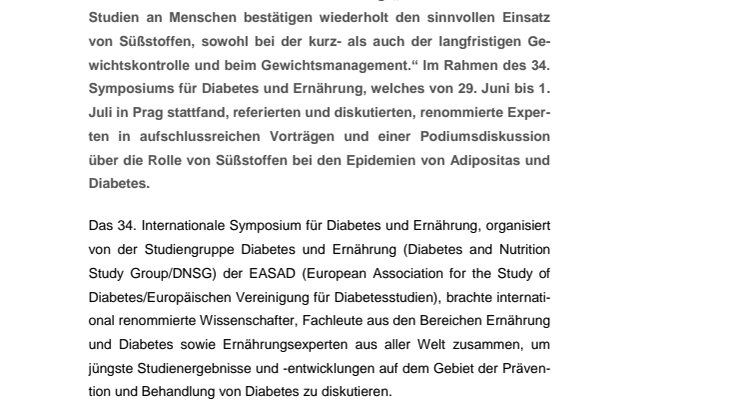 Experten schlussfolgern: eine Fülle an kontrollierten Humanstudien zeigt, dass Süßstoffe eine wichtige Rolle im Gewichtsmanagement darstellen