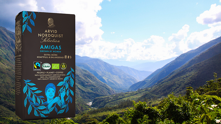 Kaffebönorna i AMIGAS, som är både ekologiska och Fairtrade-certifierade, kommer från peruanska farmer som drivs av kvinnor.