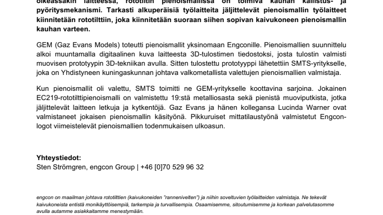 Engcon tuo markkinoille rototiltin pienoismallin  