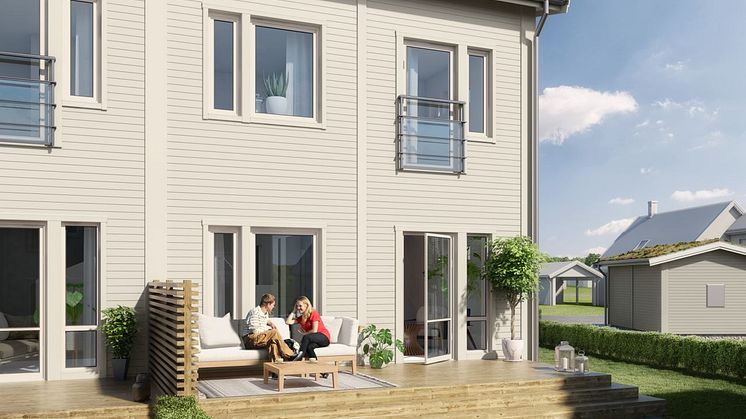 Brf Bullerbyn - 3D-bild av baksidan 