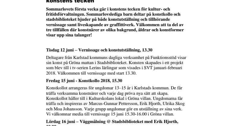 ​Pressinbjudan: Välkommen till en vecka i konstens tecken 