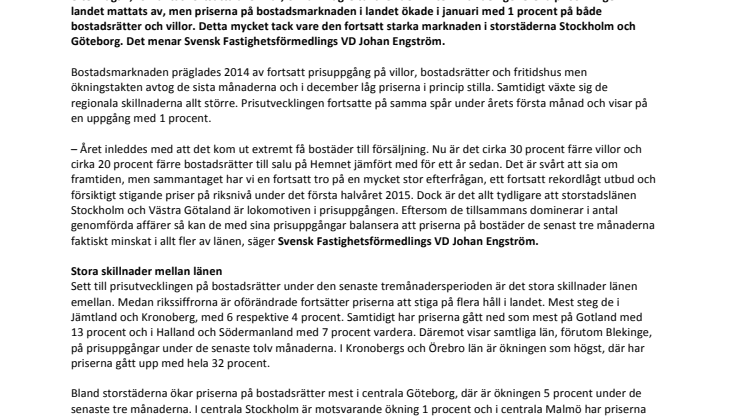 Kommentar till Svensk Mäklarstatistik: ”Storstäderna lyfter en mer avvaktande bostadsmarknad”