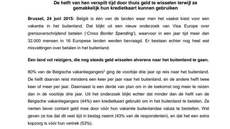 80% Belgische vakantiegangers kiest voor het buitenland  maar verspilt nog steeds tijd en geld met ouderwetse betaalgewoonten