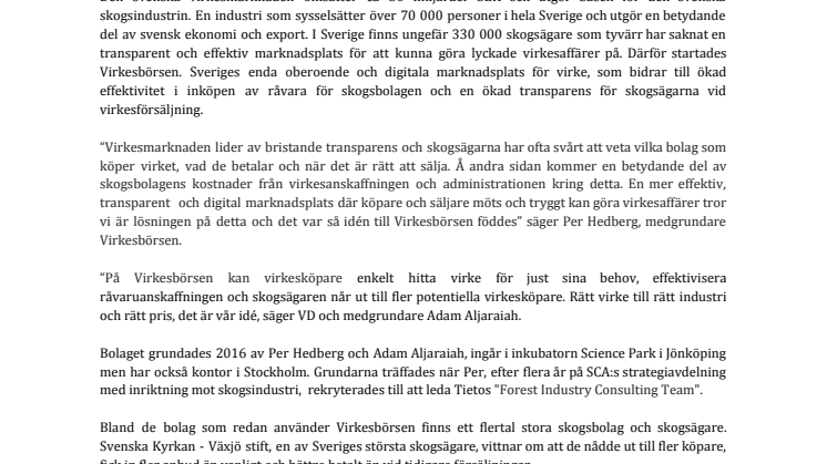 Virkesbörsen tar in 10 miljoner för fortsatt tillväxt