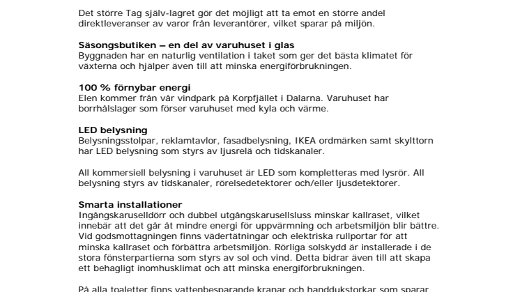 Fakta IKEA Uddevalla och hållbarhet