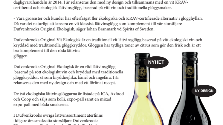 Dufvenkrooks har mer KRAV på glöggsortimentet i år