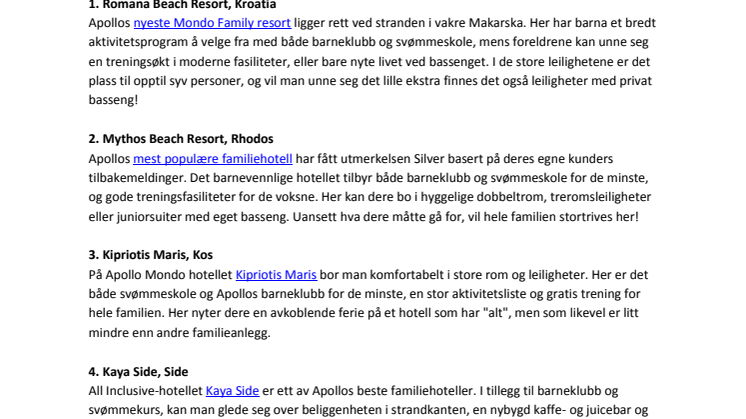 Sommerens beste sydenhoteller for barnefamilier