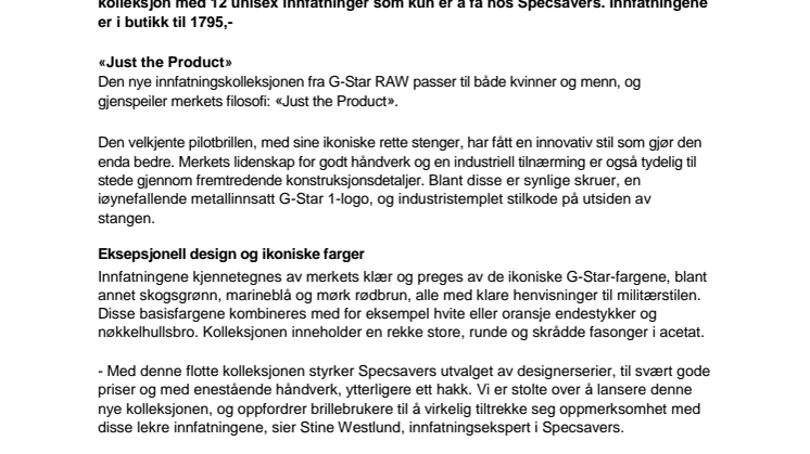 Specsavers lanserer ny, innovativ brilledesign fra G-Star RAW