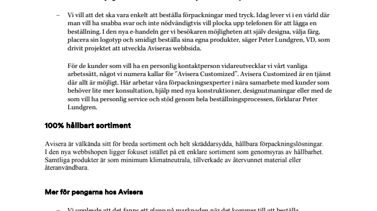 Avisera lanserar webbshop
