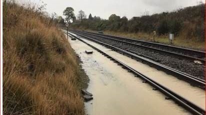Flooding on the tracks at Bromsgrove