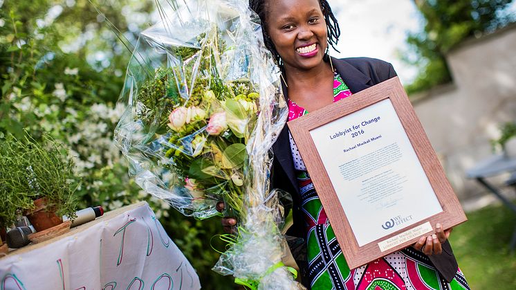 På bilden Rachael Mwikali Mueni från Kenya som fick priset De fattigas lobbyist 2016. Foto: Marcus Lundstedt