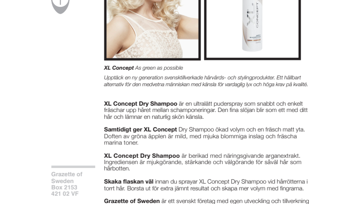 Pressrelease XL Concept Dry Shampoo